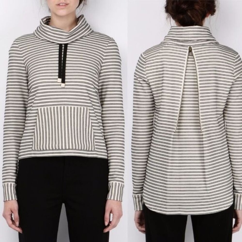 Veronica Beard La Brea Striped Funnel Neck Pullover Sweatshirt XS Minimalist